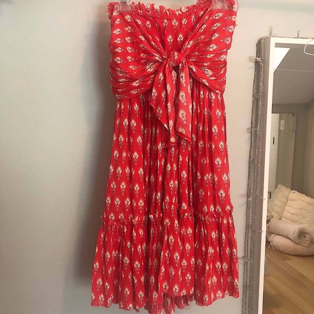 Strapless floral flow dress